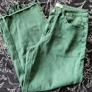 Chic Green Cropped Women's Jeans